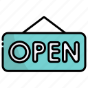 open, door, sign, entrance, supermarket, mall, business