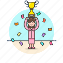 celebration, reward, teamwork, prize, trophy, winner, woman, achievement