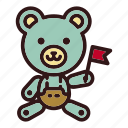 animal, bear, doll, flag, national, teddy, toy