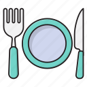 knife, fork, kitchen, restaurant, plate