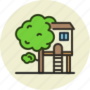 house, tree, treehouse