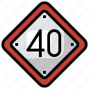 speed, limit, forty, traffic, sign, road