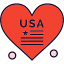 country, flag, heart, usa