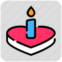 cake, candle, heart, valentine day