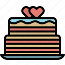 valentineday, filledoutline, cake, love, heart, wedding, romance