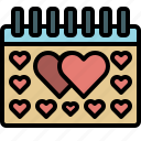 valentineday, filledoutline, calendar, love, date, valentine, wedding