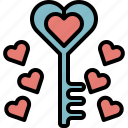 valentineday, filledoutline, key, love, heart, lock, romace