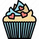 valentineday, filledoutline, muffun, dessert, cupcake, cake, love