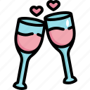 wine, champagne, alcohol, glass, drink, love, valentine