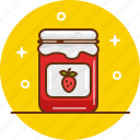 confiture, jam, jar, marmelade, strawberry, strawberry jam