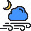 weather, cloud, crescent, moon, wind, night