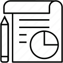 analysis, graph, pencil, pie, planning