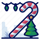 candy, cane, christmas, lights, tree