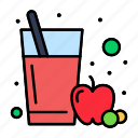 apple, fruit, glass, juice