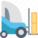 forklift, delivery, package, shipping, stacker, storing, transportation