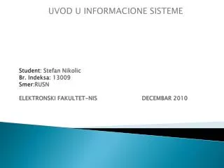 UVOD U INFORMACIONE SISTEME