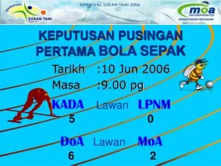 KEPUTUSAN PUSINGAN PERTAMA BOLA SEPAK