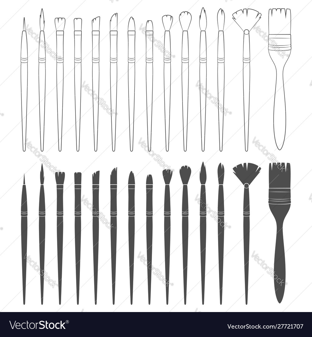 Set with brushes for painting Royalty Free Vector Image