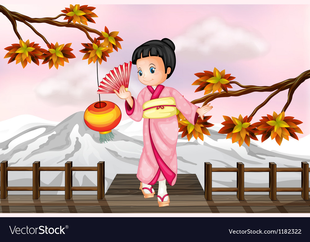 Cartoon Japanese Girl Royalty Free Vector Image