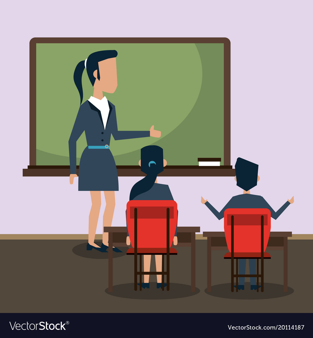 Cartoon Teacher Teaching In Classroom