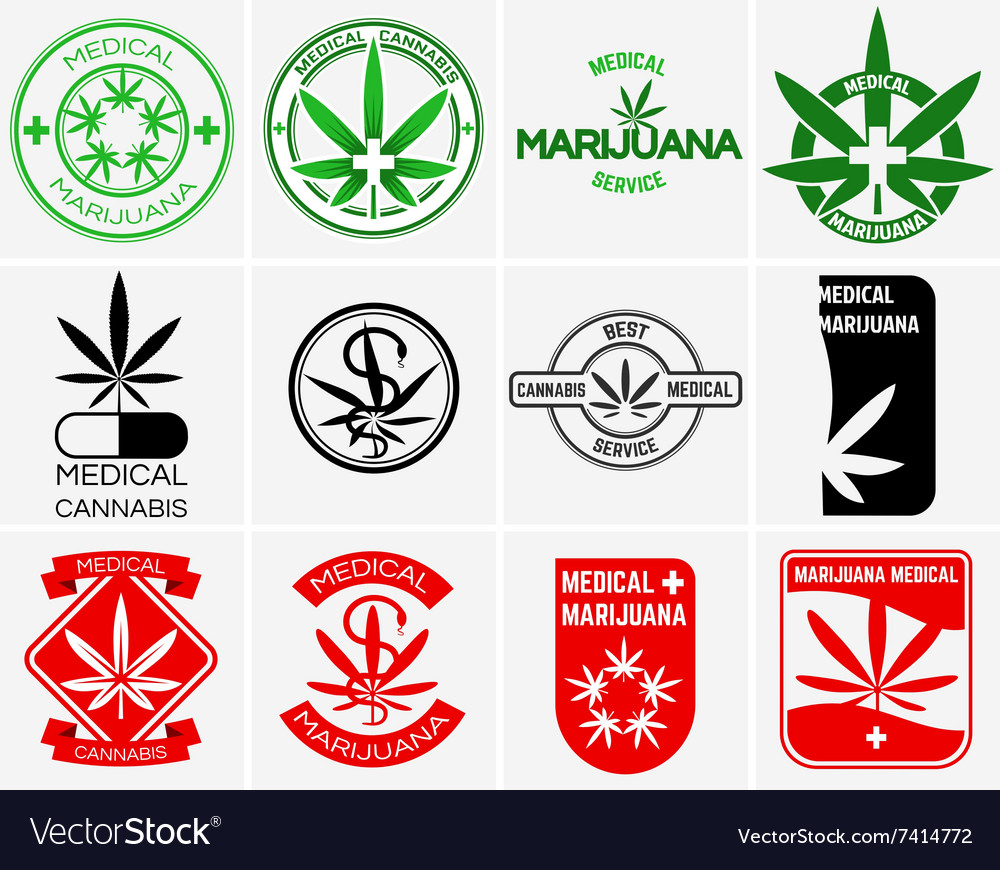 Medical marijuana or cannabis logos labels Vector Image