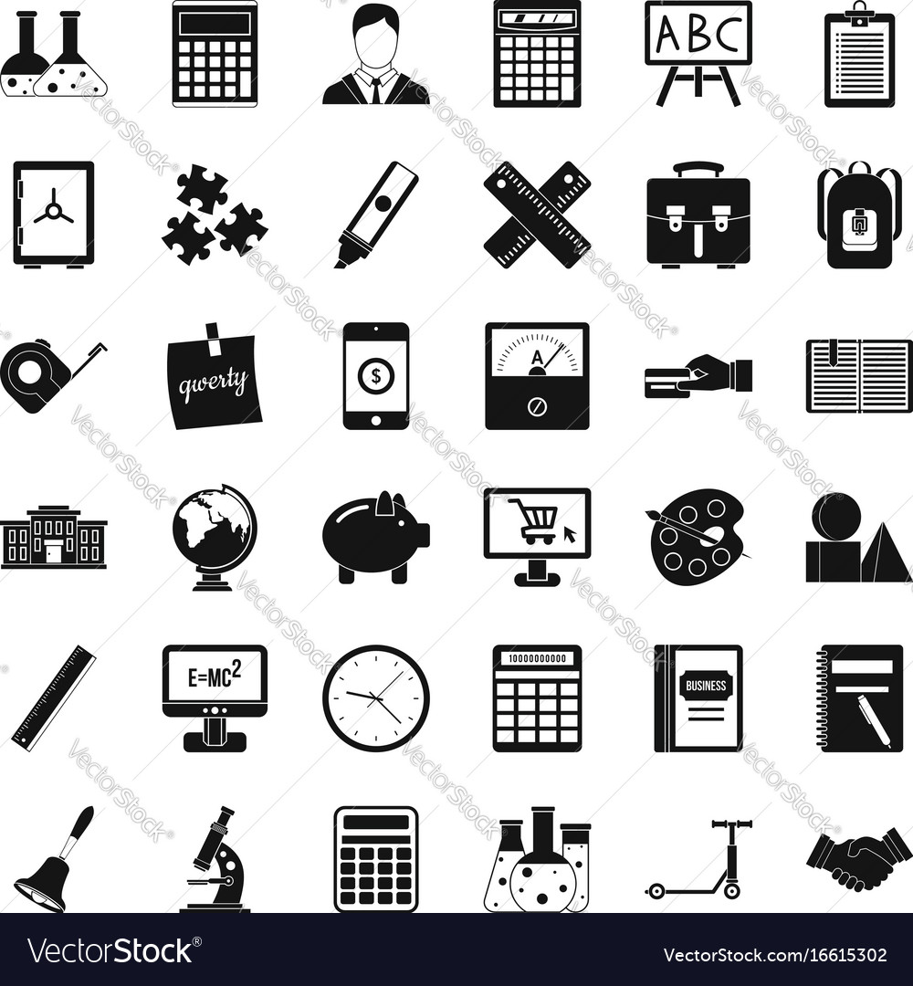 School calculator icons set simple style Vector Image