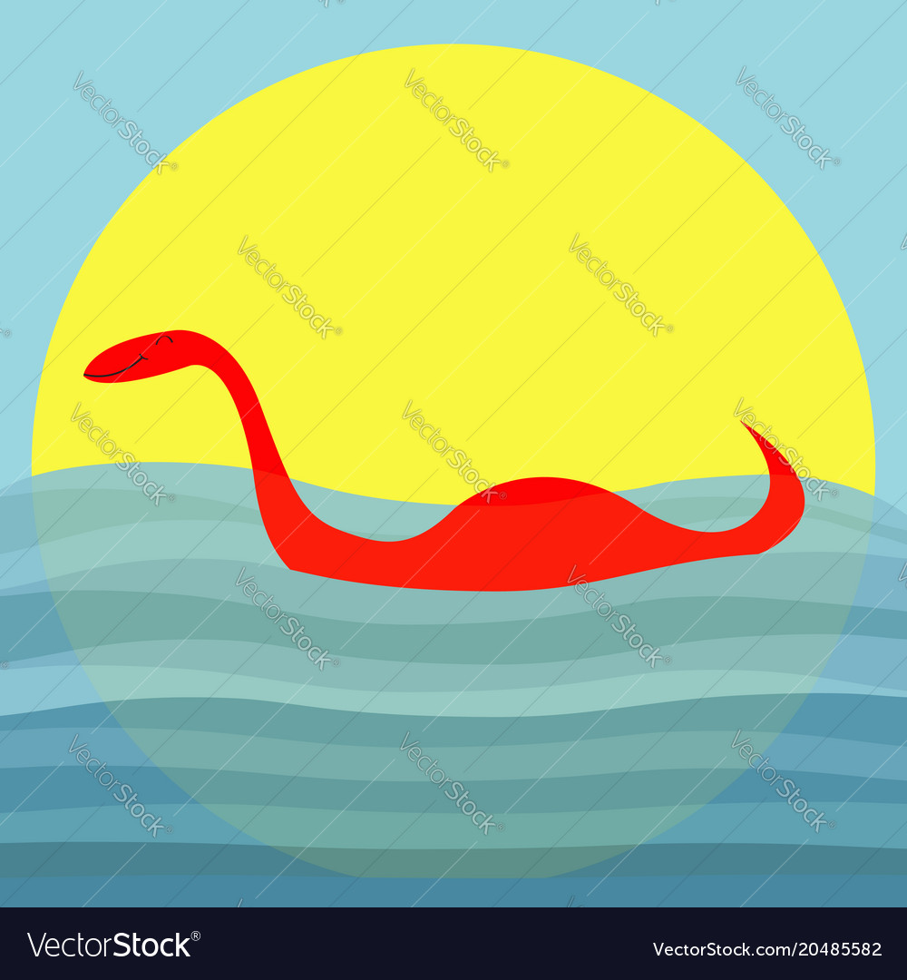 Loch ness nessy fictional creature water monster Vector Image