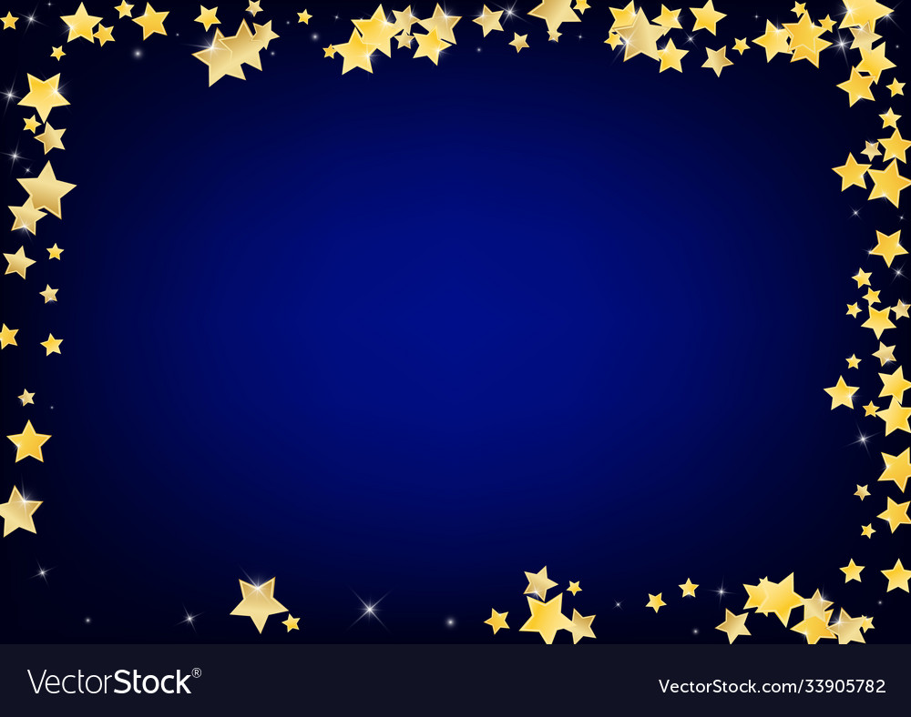 Yellow party stars blue background Royalty Free Vector Image