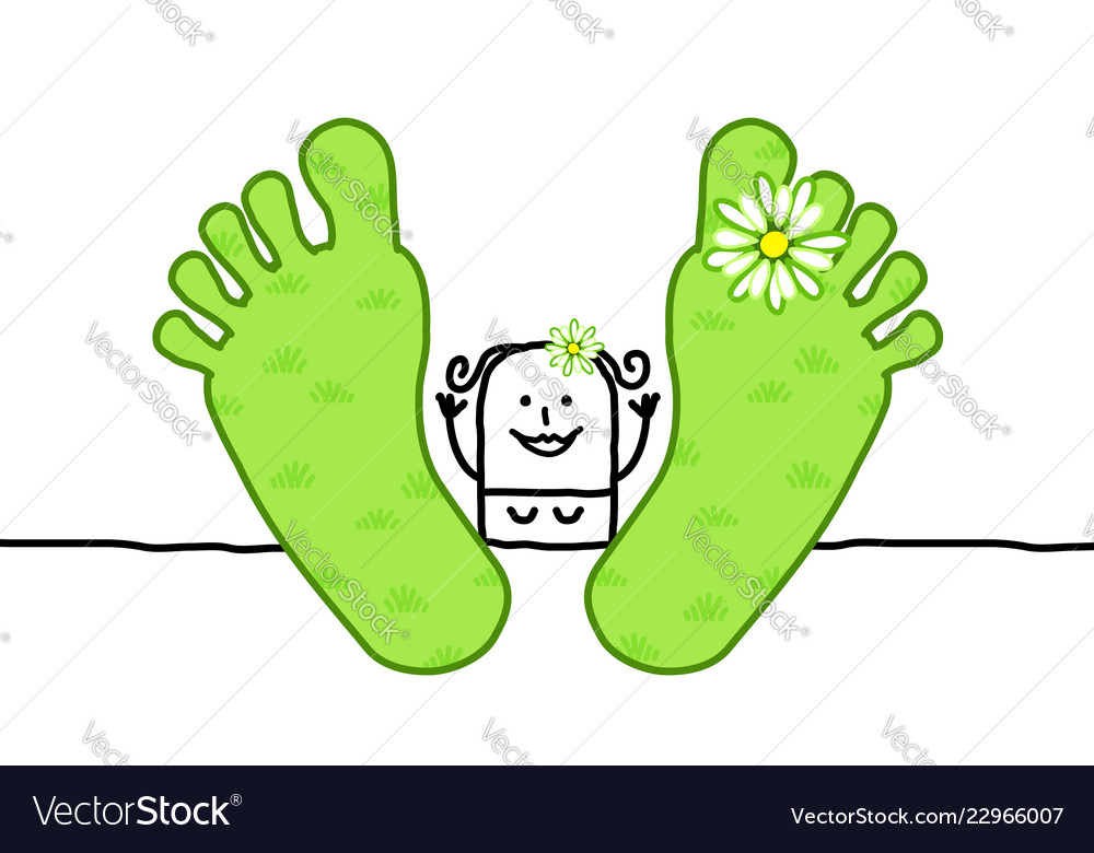 Cartoon relaxing spring woman with big feet Vector Image