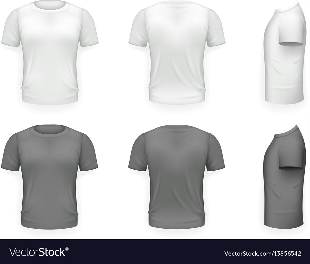 Download Black and white t-shirt front side back view Vector Image