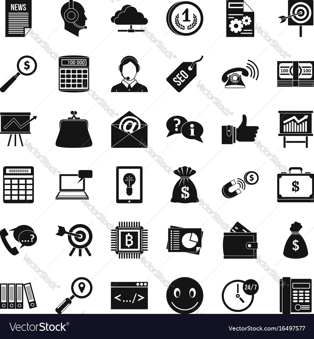 Online marketing icons set simple style Royalty Free Vector