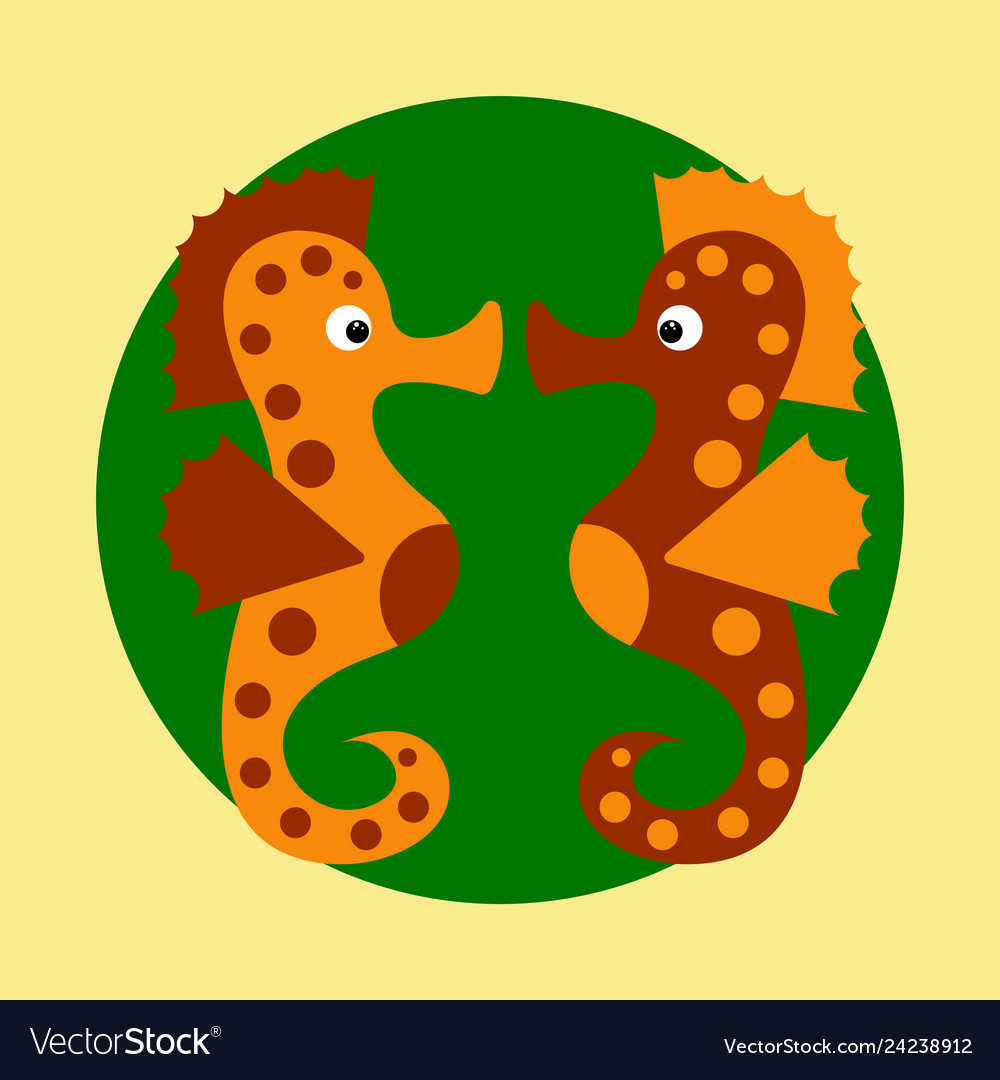 Cute cartoon orange seahorse isolated vector image