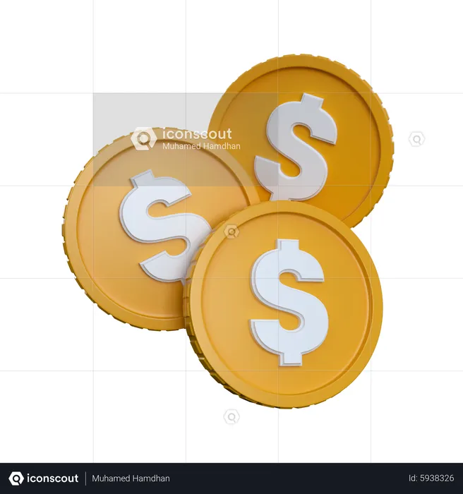 Three Coins  3D Icon