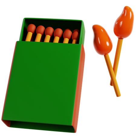 Bright Orange Camping Matches  3D Icon