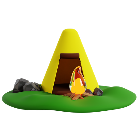 Camping Tent with Campfire  3D Icon