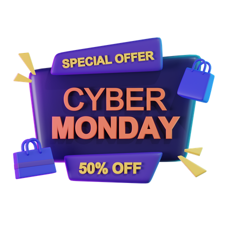 Cyber Monday 50 Percent Off  3D Icon