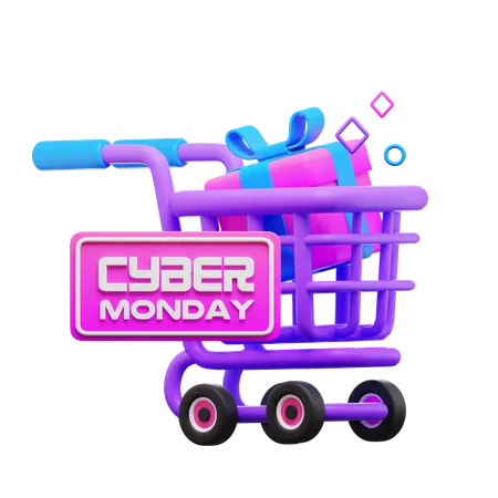 Cyber Monday Shopping Cart  3D Icon