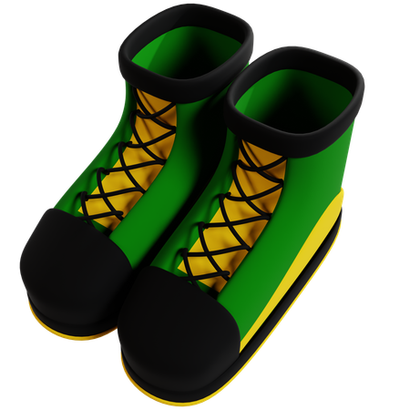 Green and Yellow Camping Boots  3D Icon