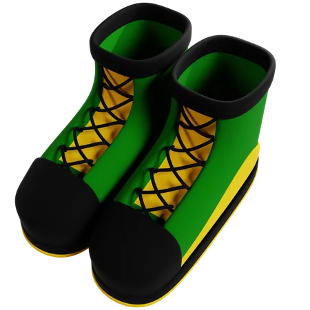 Green and Yellow Camping Boots  3D Icon