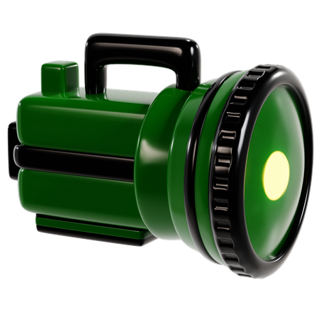 Green Camping Flashlight  3D Icon