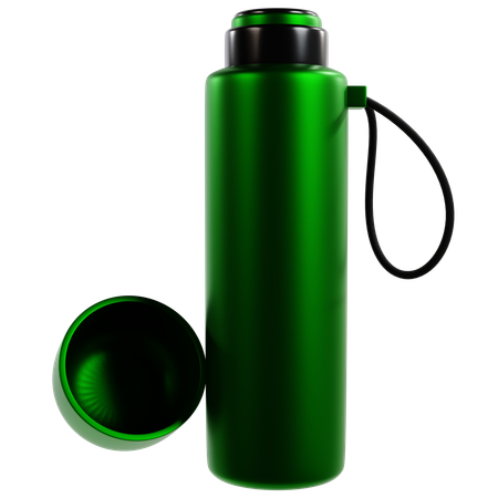 Green Camping Thermos Bottle  3D Icon