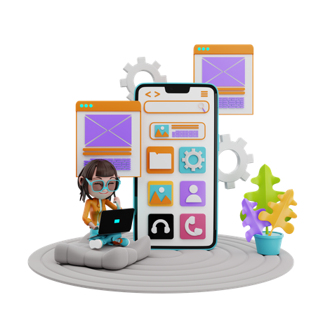 Mobile App Developer  3D Illustration