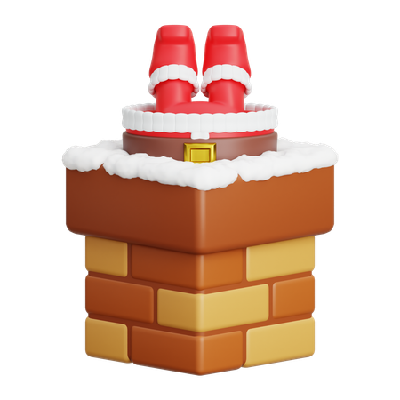 Santa Claus Go In Chimney  3D Icon