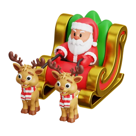 Santa Claus With Reindeer  3D Icon