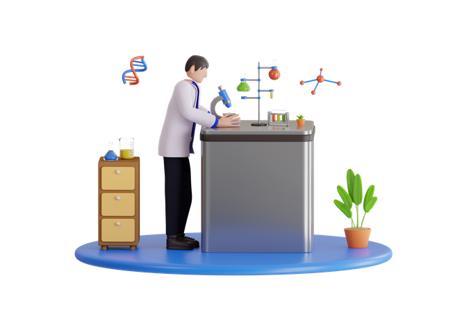 Scientist doing research in laboratory  3D Illustration