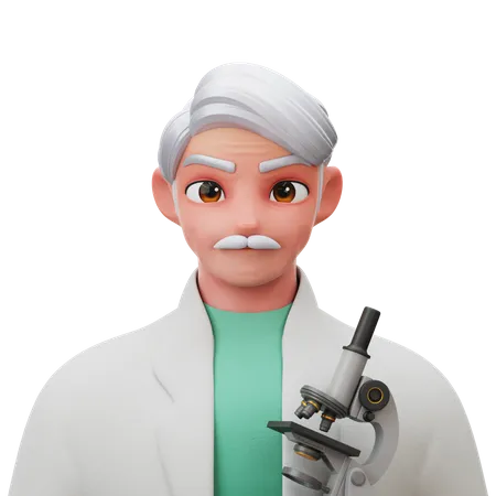 Scientist Old Man  3D Illustration