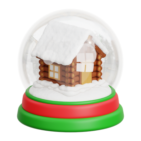 Snow House In Snow Globe  3D Icon