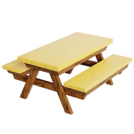 Sturdy Wooden Camping Table  3D Icon