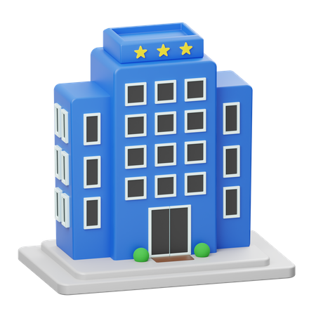 Three Star Hotel  3D Illustration