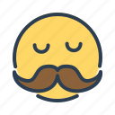 beard, face, mustache, smiley, emoji